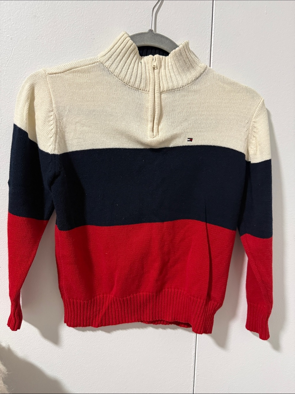 Tommy Hilfiger Colorblock Quarter-Zip Cotton Sweater Turtleneck Sweater